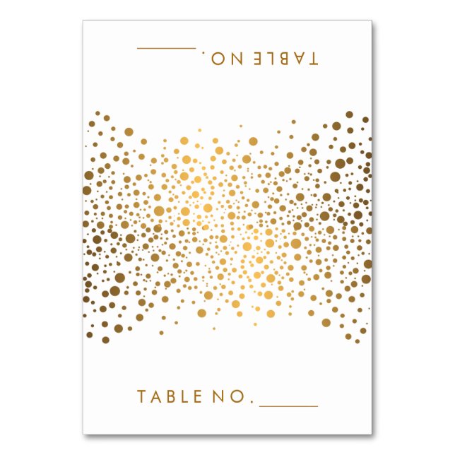 Stylish Gold Confetti Dots | Tent Cards (Front)