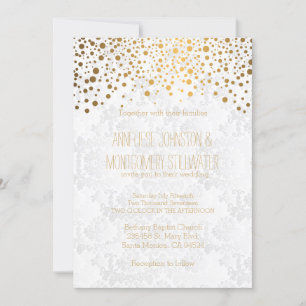 Stylish Gold Confetti Dots Wedding Theme Invitation
