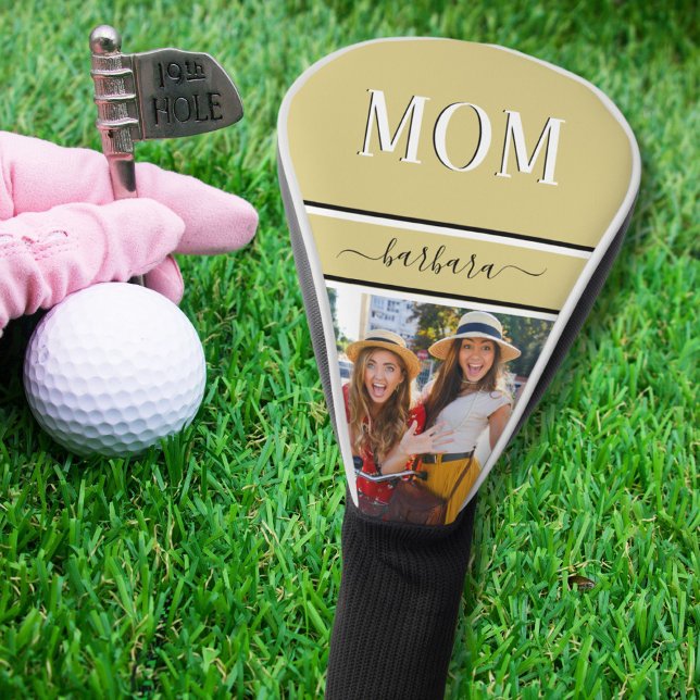 Stylish Gold Custom MOM Name Photo Golf Head Cover (Creator Uploaded)