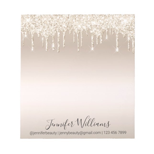 stylish gold dripping glitters personalised  notepad (Front)