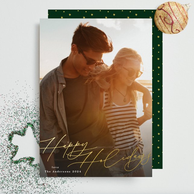 Stylish Gold Elegant Happiest Christmas Photo (Creator Uploaded)