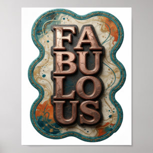 Stylish Gold FABULOUS Text Design Poster