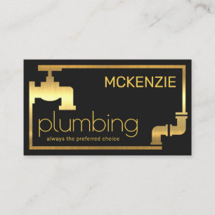 Stylish Gold Faucet Piping Frame Business Card