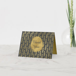 Stylish Gold Feathers Thank You Card