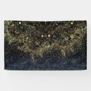 Stylish Gold floral mandala and confetti Banner