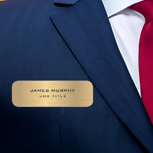 Stylish Gold Foil Metal Brushed Name Tag