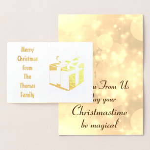 Stylish Gold Foil Personalised Family Christmas Foil Card