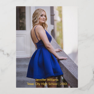 stylish gold foil photo graduation invitation 