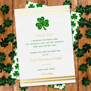 Stylish Gold Foil St. Patrick's Day 1st Birthday