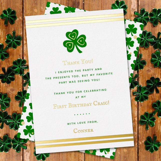 Stylish Gold Foil St. Patrick's Day 1st Birthday (Creator Uploaded)