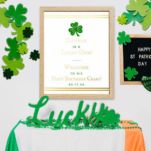 Stylish Gold Foil St. Patrick's Day 1st Birthday Prints
