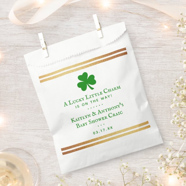 Stylish Gold Foil St. Patrick's Day Baby Shower Favour Bags (Clipped)