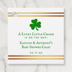 Stylish Gold Foil St. Patrick's Day Baby Shower Favour Tags