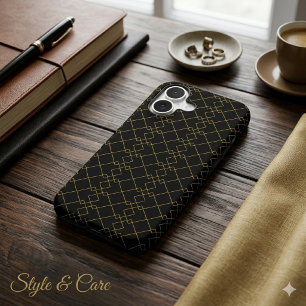 Stylish Gold Geometric Box Design Black
