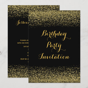 Stylish Gold Glitter Birthday Invitation