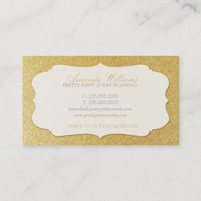 Stylish Gold Glitter Business Card (Front)