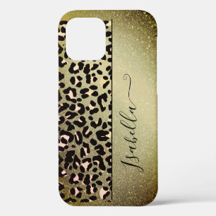 Stylish Gold Glitter Golden Animal Print Custom iPhone 12 Case