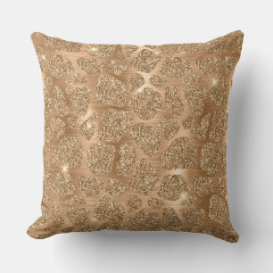 Stylish Gold Glitter Wild Giraffe Spots Pattern Cushion