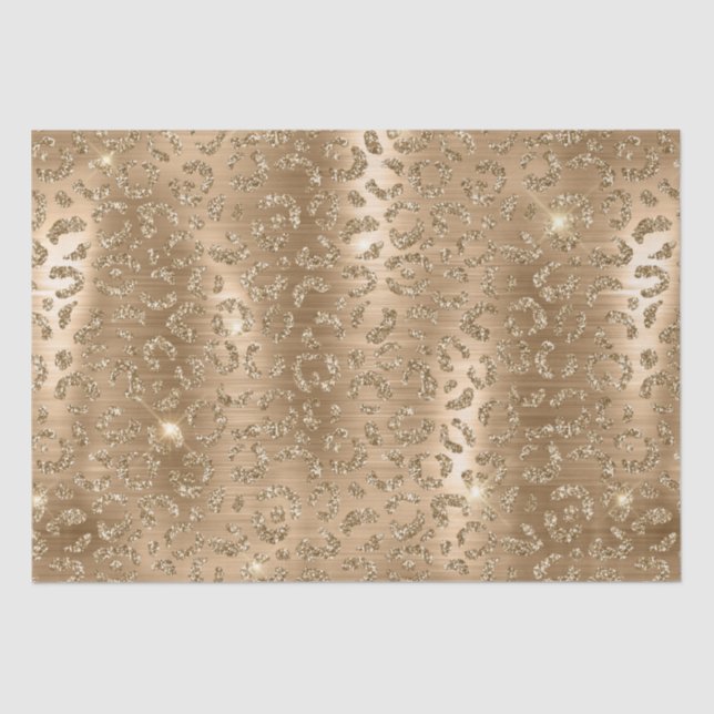 Stylish Gold Glitter Wild Leopard Spots Pattern Tissue Paper (Front)