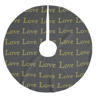 Stylish Gold Grey Classical Love Wedding Brushed Polyester Tree Skirt