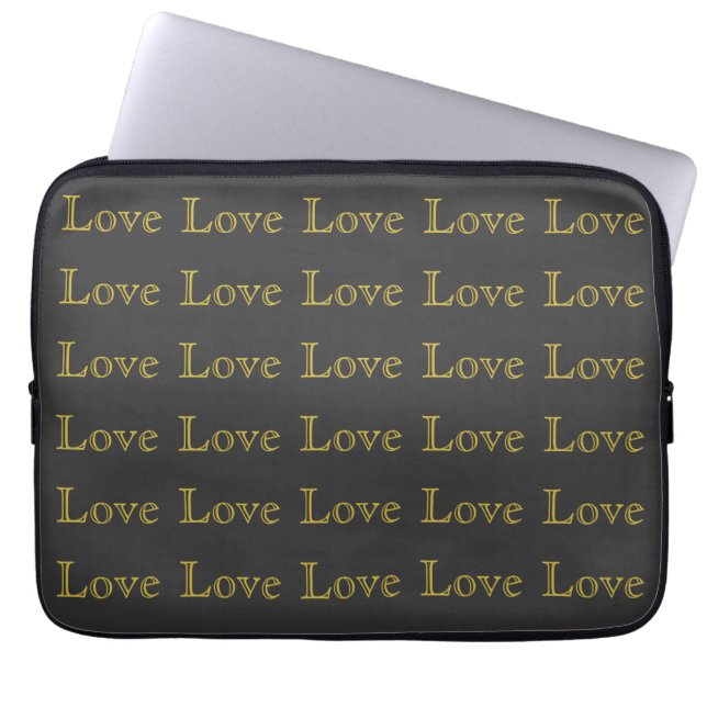 Stylish Gold Grey Classical Love Wedding Laptop Sleeve (Front)