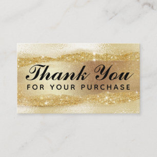 Stylish Gold Ink And Glitter Thank You Business Card