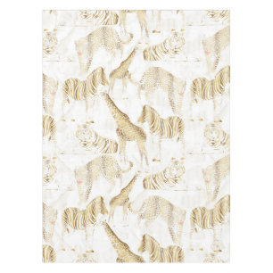 Stylish Gold Jungle Wild Animals Pattern Tablecloth