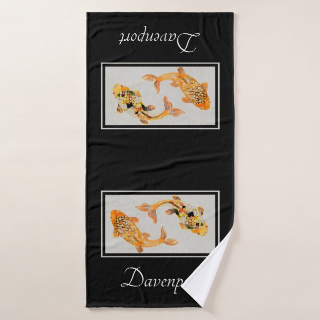 Stylish Gold Koi Fish Bath Towel Set (Bath Towel)