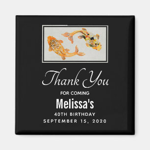 Stylish Gold Koi Fish Birthday Thank You Magnet