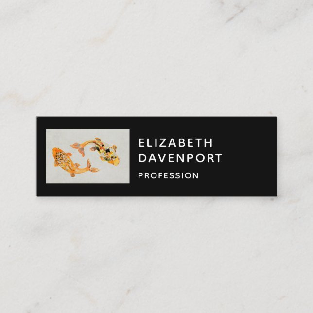 Stylish Gold Koi Fish Mini Business Card (Front)