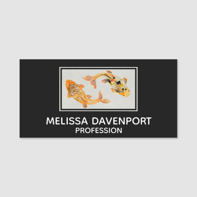 Stylish Gold Koi Fish Name Tag (Front)