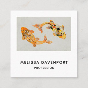 Stylish Gold Koi Fish Square Business Card