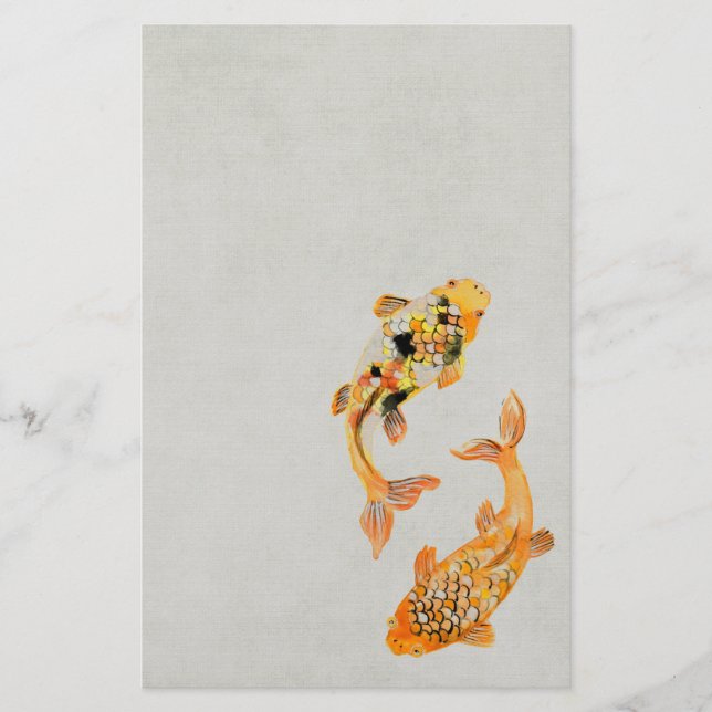 Stylish Gold Koi Fish Stationery (Front)