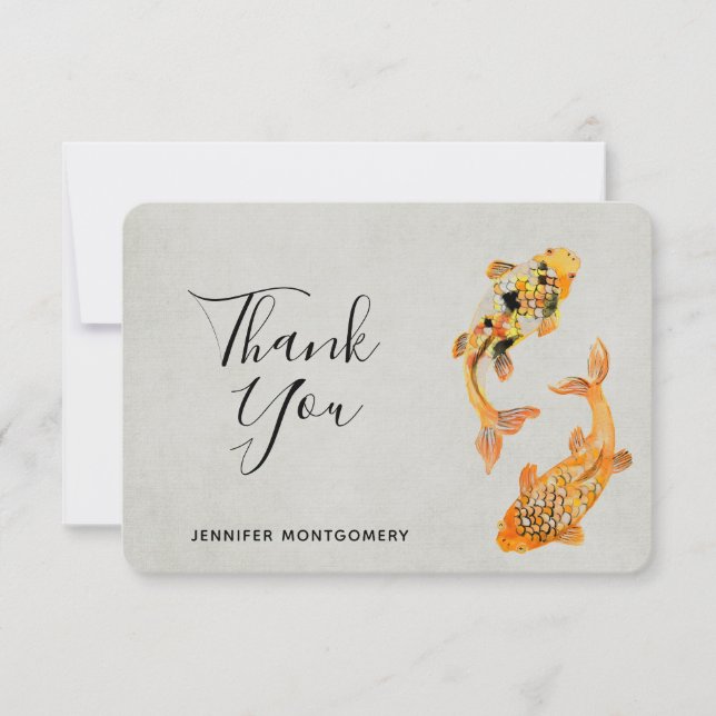 Stylish Gold Koi Fish Thank You Card (Front)