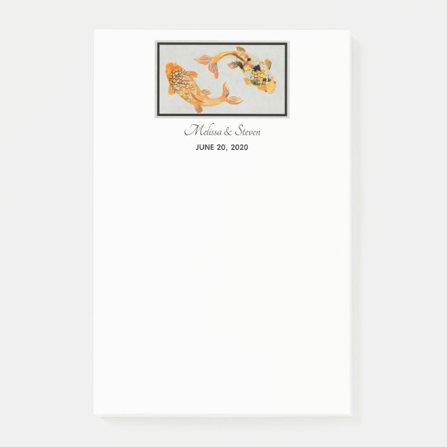 Stylish Gold Koi Fish Wedding Event Post-it Notes (Front)