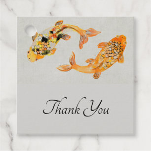 Stylish Gold Koi Fish  Wedding Favour Tags