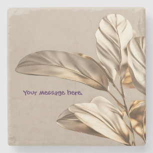 Stylish Gold Leaf Stone Coaster