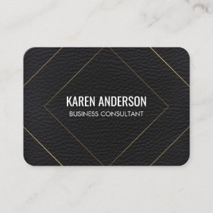 Stylish Gold Lines / Faux Leather Business Card