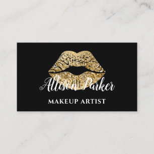 Stylish Gold Lips Makeup Artist Business Card