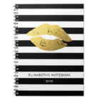 Stylish Gold Lips with Classic Black White Stripes