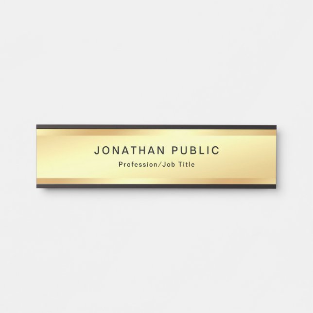 Stylish Gold Look Glamourous Modern Professional Door Sign (Front)