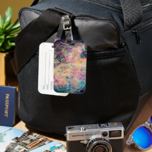 Stylish Gold Mandala Colorful Watercolor Nebula  Luggage Tag