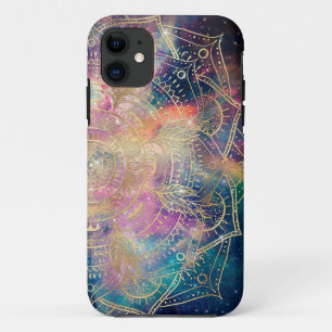 Stylish Gold mandala watercolor & Nebula Colorful Case-Mate iPhone Case