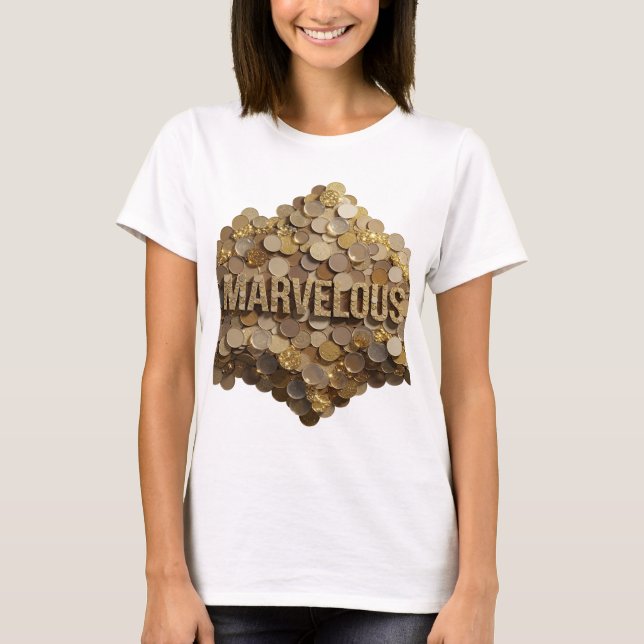 Stylish Gold MARVELOUS Graphic Design T-Shirt (Front)