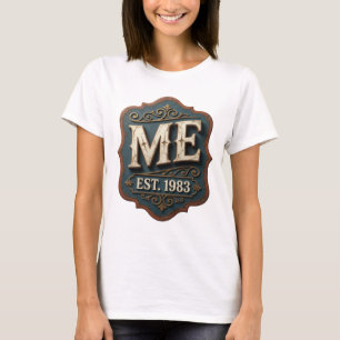 Stylish Gold ME EST 1983 Text Design T-Shirt