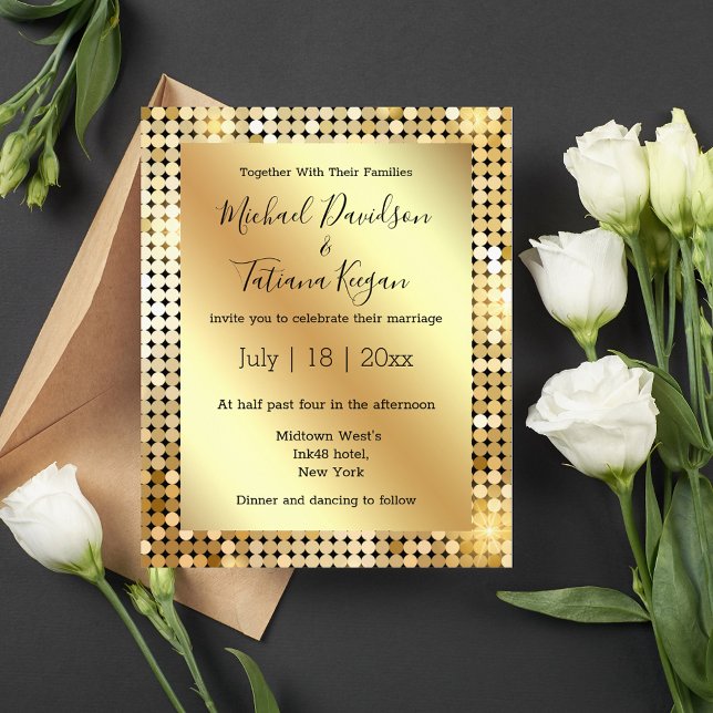 stylish gold metallic wedding invitation flyer (Creator Uploaded)