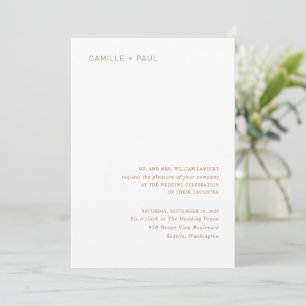 Stylish Gold Minimalist Wedding Invitation