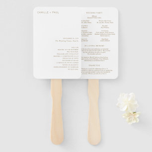 Stylish Gold Minimalist Wedding Program Hand Fan