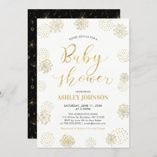 Stylish Gold Modern Typography Baby Shower Invite