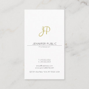 Stylish Gold Monogram Design Trendy Modern Plain Business Card